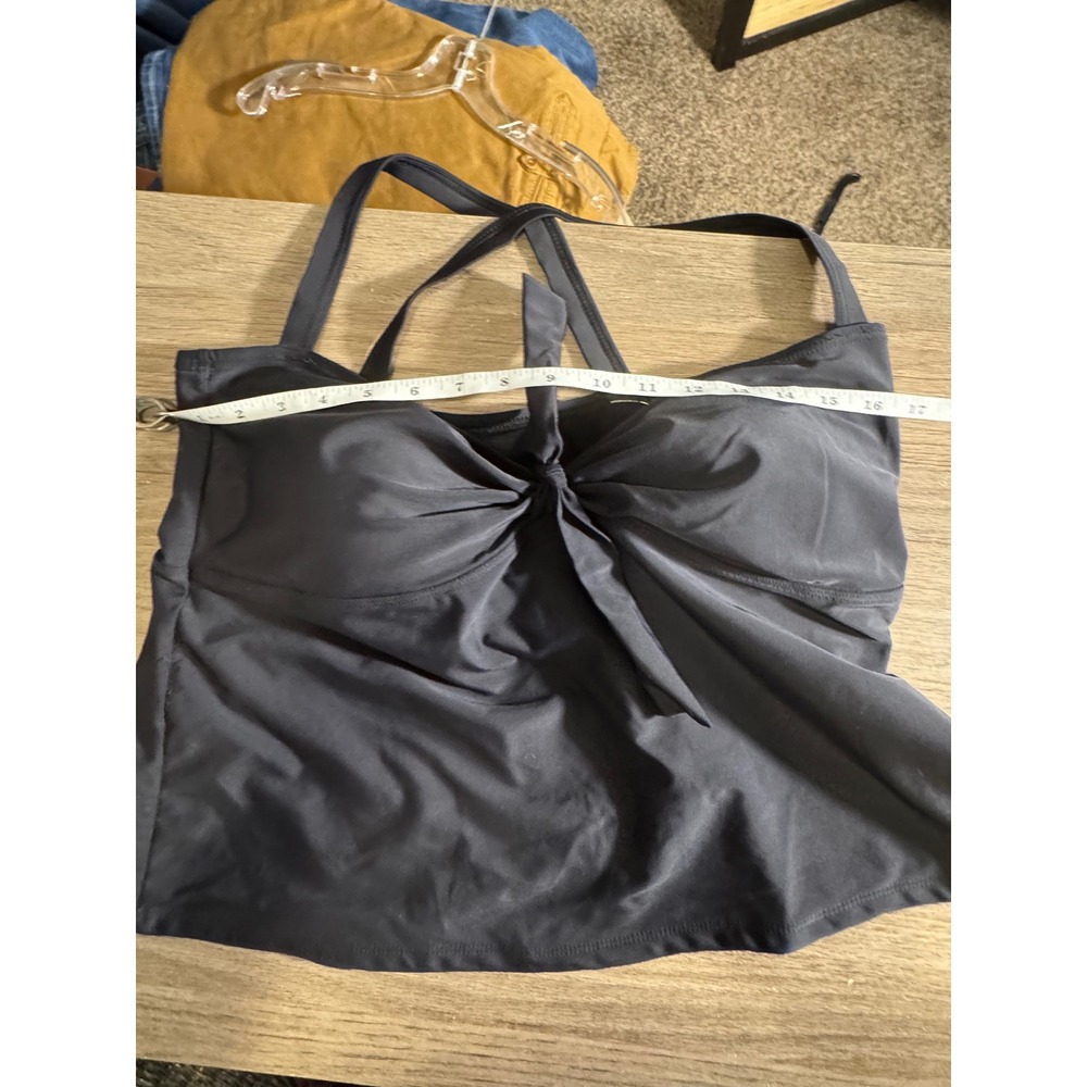 Torrid Black Tie Front Cross Back Tankini Swim Top Womens Plus Size 1 1X 577708 - Picture 5 of 10